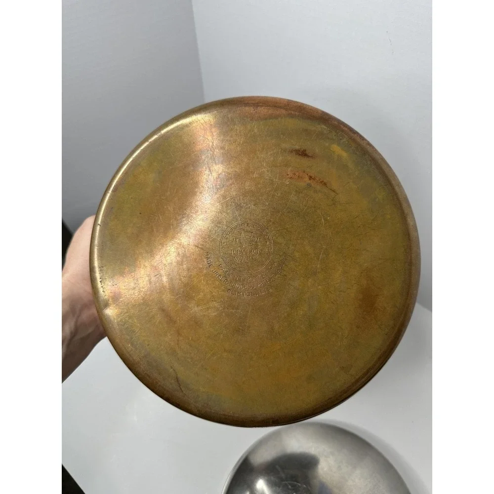 Vintage Revere Ware 1801 Copper Clad 5 Qt Casserole Pan Pot W Lid 10 In USA